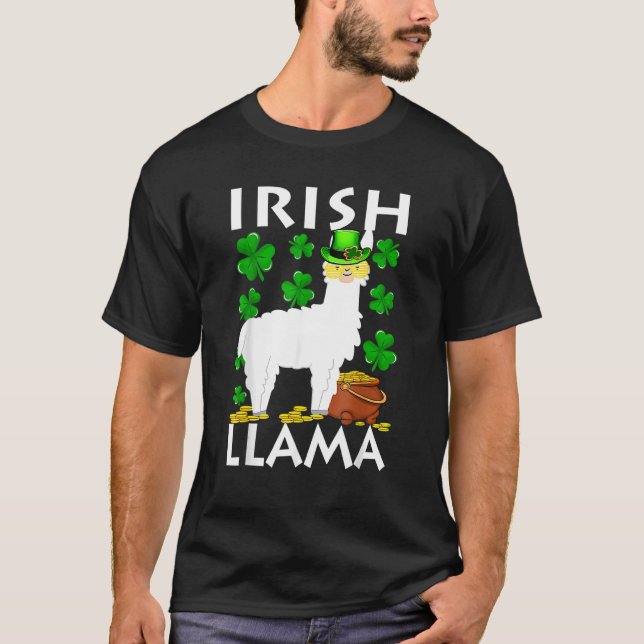 Camiseta Lucky Irish Llama Shamrock St Patrick Day Animal G (Anverso)