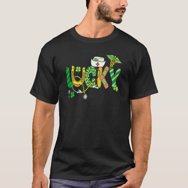 Camiseta Lucky Irish Nurse Stethoscope Scrub St Patricks Da (Anverso)