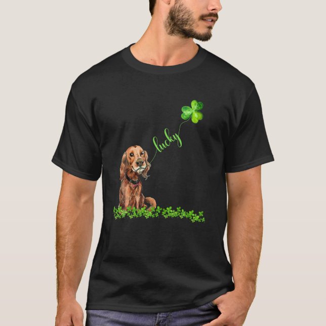 Camiseta Lucky Irish Setter Dog Shamrock St Patrick's Day (Anverso)