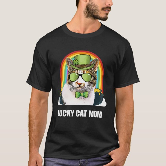 Camiseta Lucky Japanese Bobtail Cat Mom St Patricks Day (Anverso)