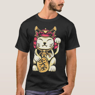 Camiseta Lucky japonés Samurai Maneki Neko Fortune Cat