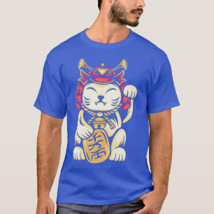 Camiseta Lucky japonés Samurai Maneki Neko Fortune Cat