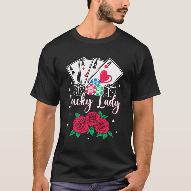 Camiseta Lucky Lady Poker Player Gambler Casino Gambler De (Anverso)