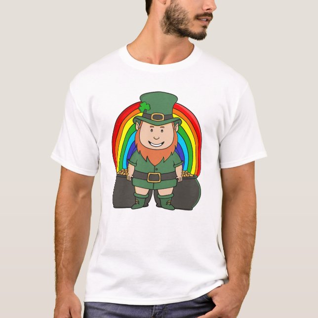 Camiseta Lucky Leprechaun with Rainbow Pot of Gold (Anverso)