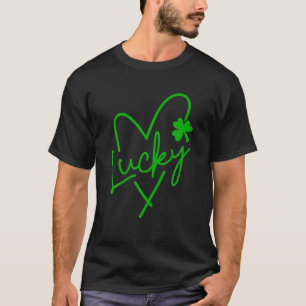 Camiseta Lucky Love Heart Shamrock Clover Mujeres Green