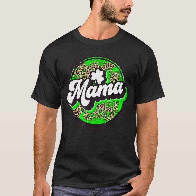 Camiseta Lucky Mama Circle Leopard Shamrock St Patrick For (Anverso)
