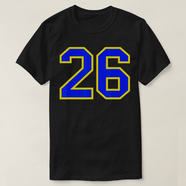 Camiseta Lucky Number #26 Blue Yellow Sport Player Fan Jers (Diseño del anverso)