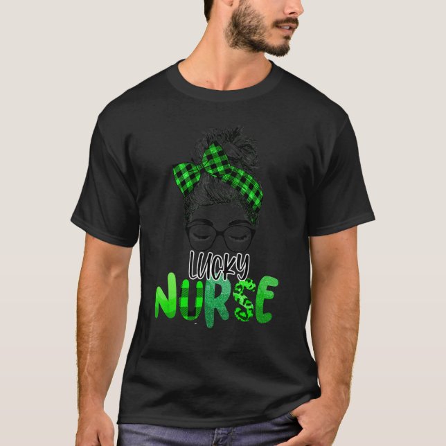 Camiseta Lucky Nurse St Patrick's Day Nurse Shamrock Messy  (Anverso)