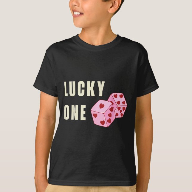 Camiseta Lucky One Heart Dice Couples Matching Valentines D (Anverso)