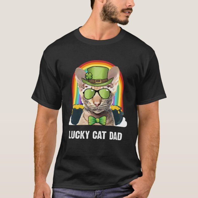 Camiseta Lucky Oriental Cat Dad St Patricks Day (Anverso)