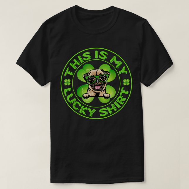 Camiseta Lucky Pug Shamrock Día de San Patricio Niño de 1 a (Diseño del anverso)