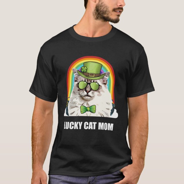 Camiseta Lucky Ragdoll Cat Mom St Patricks Day (Anverso)