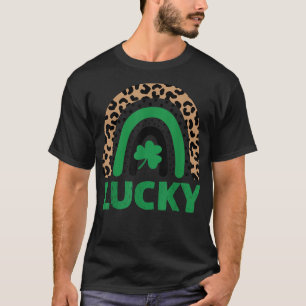 Camiseta Lucky Rainbow Leopardo imprime Shamrock irlandés S