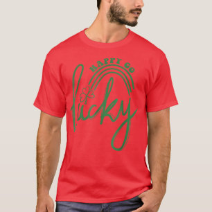 Camiseta Lucky Rainbow Shamrock Happy Go Lucky St Patrics
