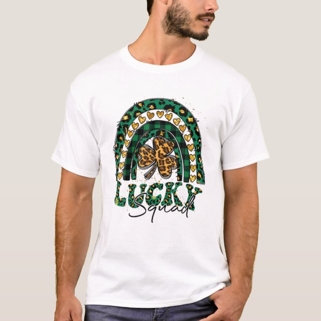 Camiseta Lucky Rainbow St Patricks Day Leopardo Squad (Anverso)