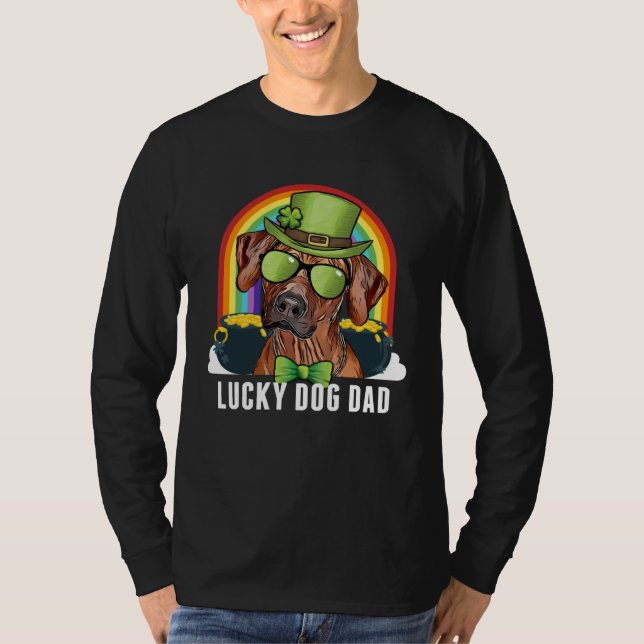 Camiseta Lucky Rhodesian Ridgeback Dog Dad St Patricks Day (Anverso)