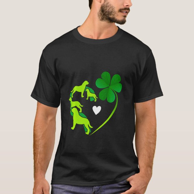 Camiseta Lucky Rottweiler Shamrock Heart Shape St Patrick C (Anverso)