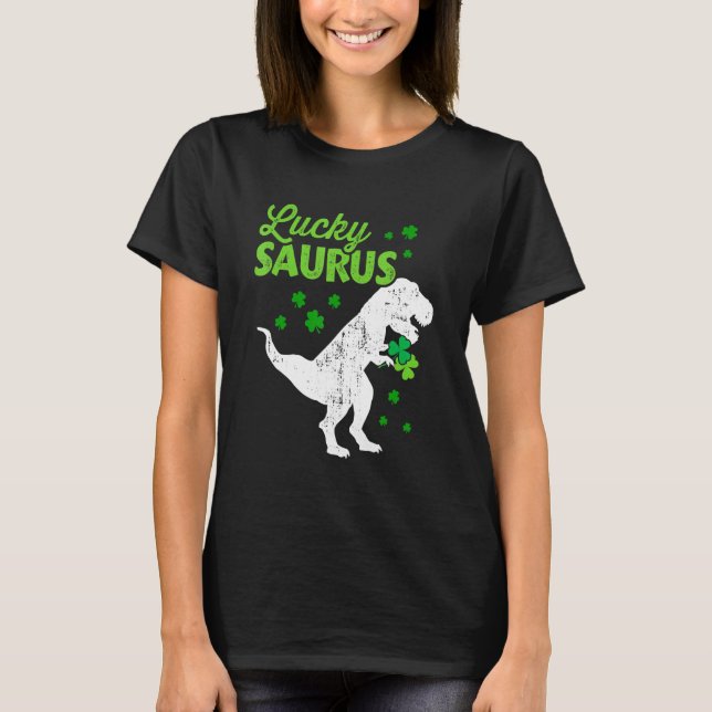Camiseta Lucky Saurus dinosaur t-rex for St Patricks day ki (Anverso)