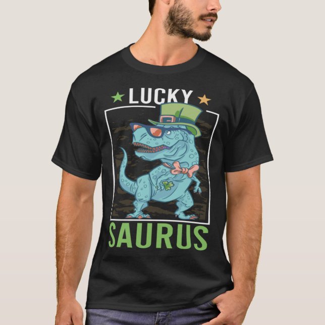 Camiseta Lucky Saurus Irish Rex Dinosaur  St Patrick s Day  (Anverso)