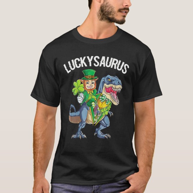 Camiseta Lucky Saurus Leprechaun Y Dinosaur Saints Patric (Anverso)