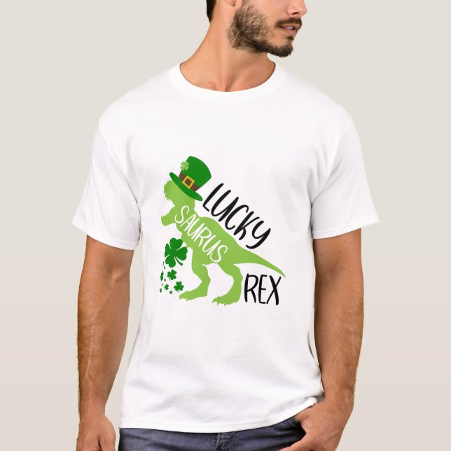 Camiseta Lucky Saurus Rex - Dinosaurio de San Patricio (Anverso)