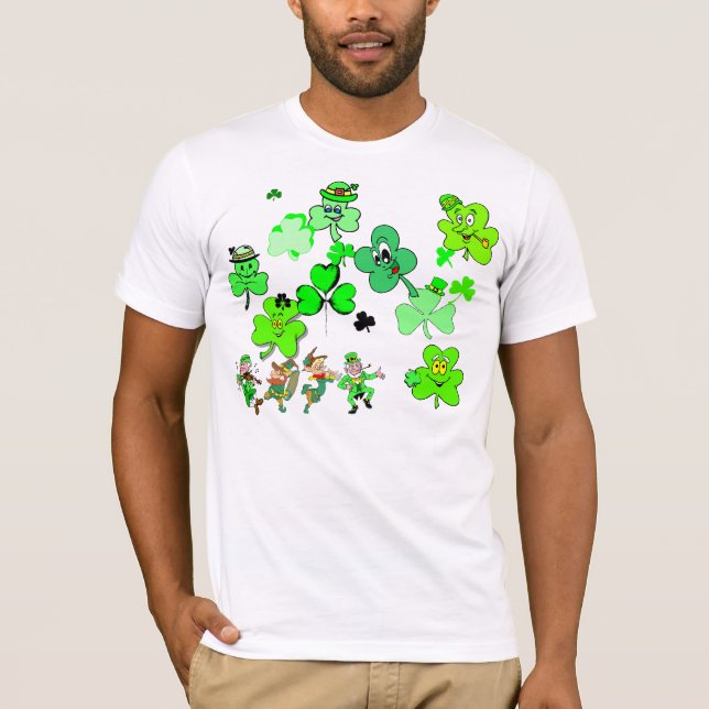 Camiseta Lucky Shamrock and Dancing Leprechauns Tee (Anverso)