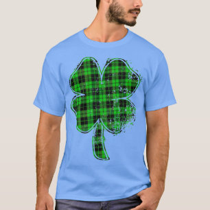 Camiseta Lucky Shamrock Buffalo Plaid Green Clover St Patri