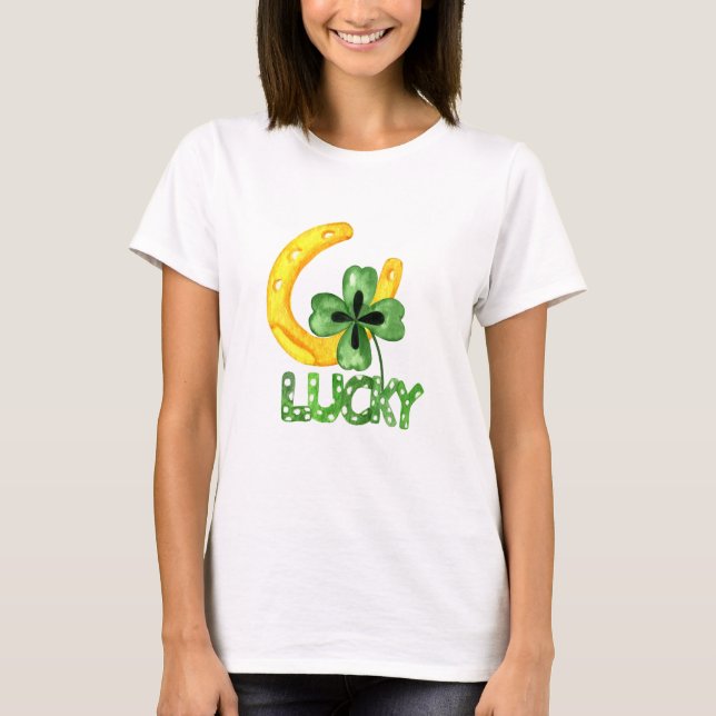 Camiseta Lucky Shamrock & Horseshoe (Anverso)