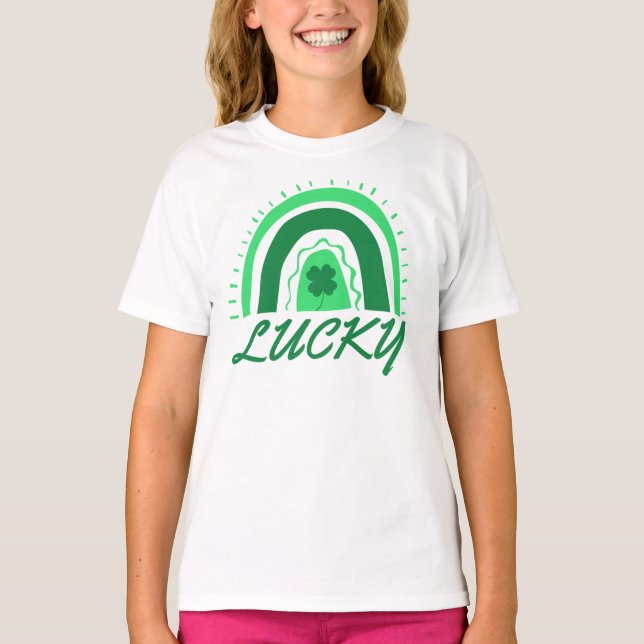 Camiseta Lucky Shamrock Rainbow St Patrick's (Anverso)