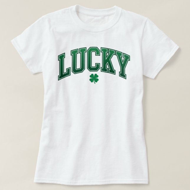 Camiseta Lucky Shamrock Varsity | Retro St Patrick's Day (Diseño del anverso)