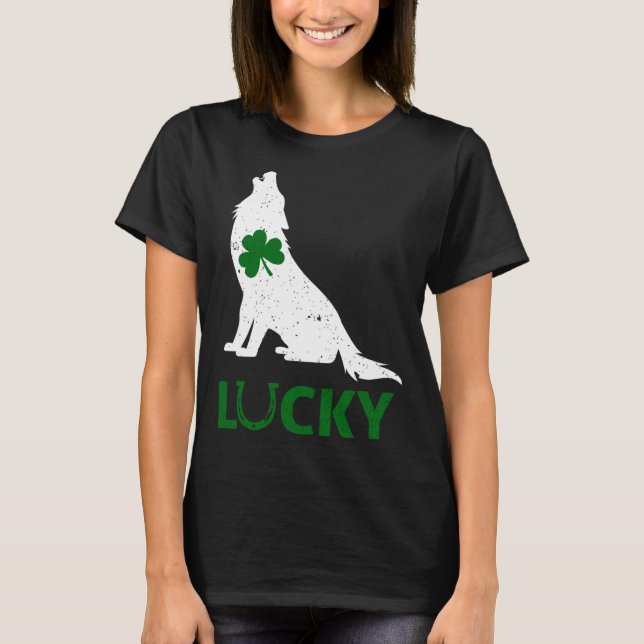 Camiseta Lucky Shamrock Wolf  St Patrick s Day  Men Women (Anverso)