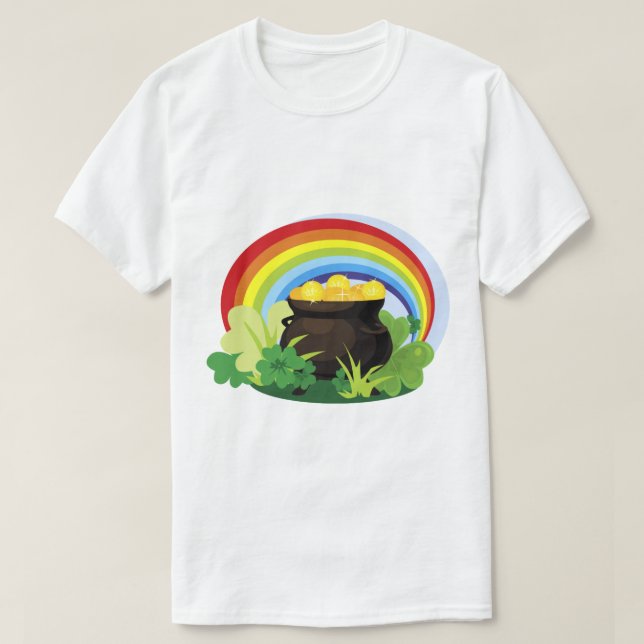 Camiseta Lucky Shamrocks Clovers Rainbow Pot Of Gold (Diseño del anverso)