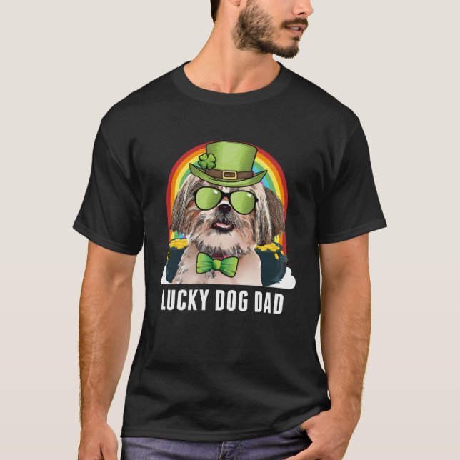 Camiseta Lucky Shih Tzu Dog Dad St Patricks Day (Anverso)