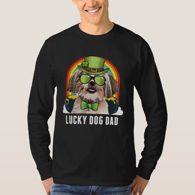 Camiseta Lucky Shih Tzu Dog Dad St Patricks Day (Anverso)