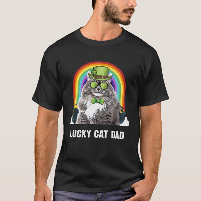 Camiseta Lucky Siberian Cat Dad St Patricks Day (Anverso)