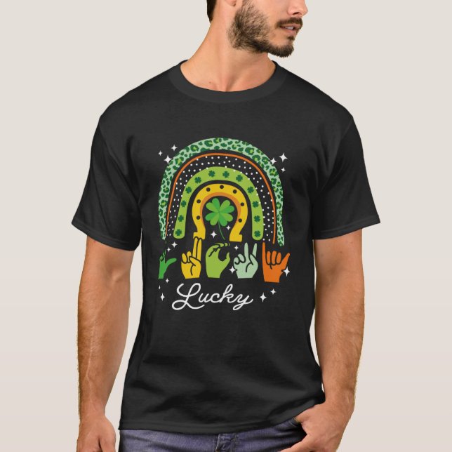 Camiseta Lucky Sign Language Deaf St Patrick s Day Irish AS (Anverso)