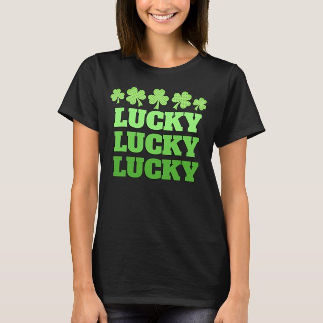 Camiseta Lucky St. Patrick Day Texto verde afortunado (Anverso)