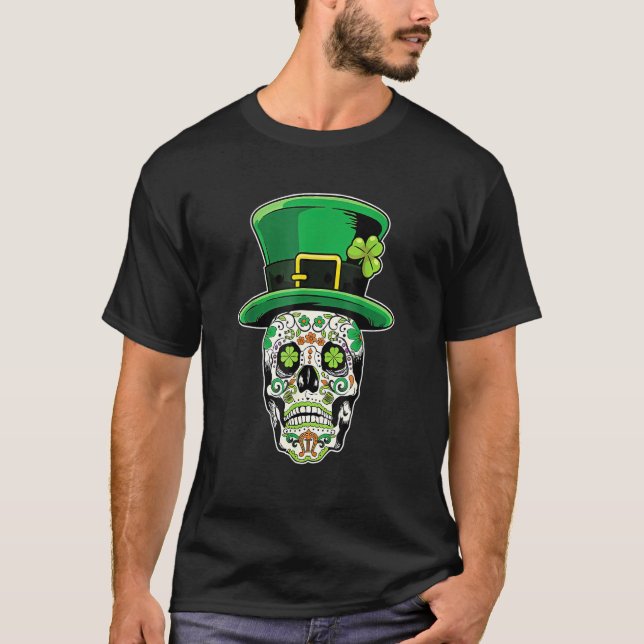 Camiseta Lucky St. Patrick's day Green Irish Shamrock Skull (Anverso)