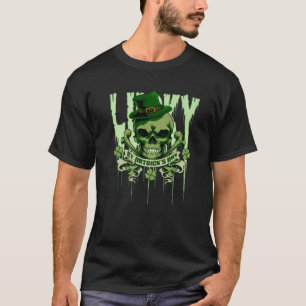 Camiseta Lucky St. Patrick's Day Irish Skull 4-Leaf Clover