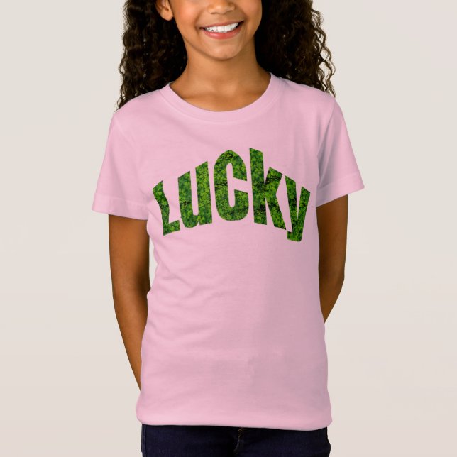 Camiseta Lucky St. Patricks Day Shamrock Chicas (Anverso)