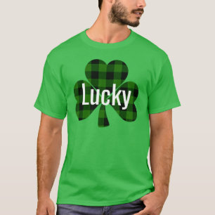 Camiseta Lucky St. Patty’s Shamrocks   cuadros verdes
