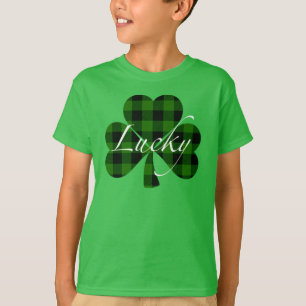 Camiseta Lucky St. Patty’s Shamrocks cuadros verdes
