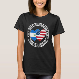 Camiseta Lucky To Be Nicaraguan Proud To Be American Flag G