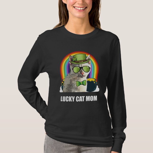 Camiseta Lucky Tonkinese Cat Mom St Patricks Day (Anverso)