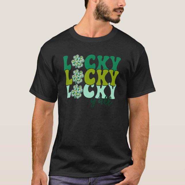 Camiseta Lucky Y'all Western Disco Ball Shamrock St. Patric (Anverso)