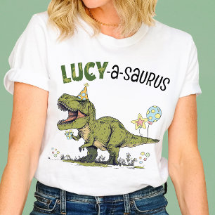 Camiseta Lucy-a-saurus Dinosaur Cumpleaños Personalizado pa