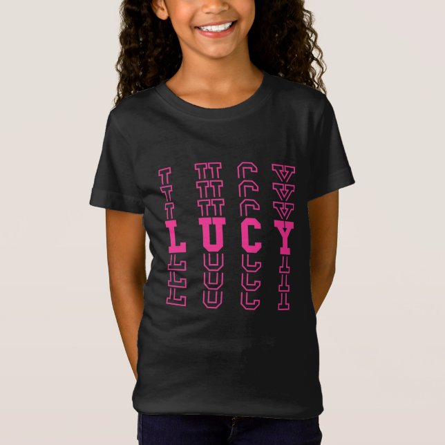 Camiseta Lucy Pink Repetir nombre personalizado (Anverso)