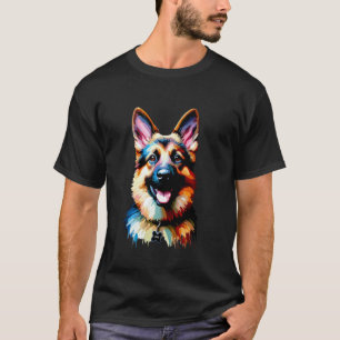 Camiseta LUCY Vibrante Arte de Pastor Alemán Regalo Único p