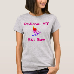 Camiseta Ludlow, VT, Rainbow Ski Bum (esquí de Vermont)