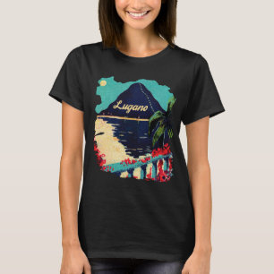 Camiseta Lugano Suiza Lago Montaña Azul Viaje